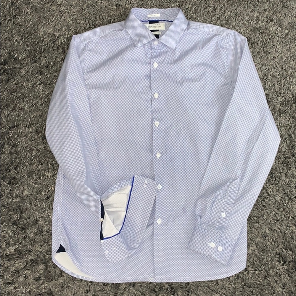 Men’s Large Stretch Denim & Flower Dress Shirt